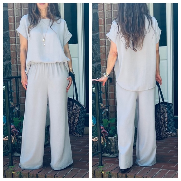 MADE IN FRANCE! FABULOUS WIDE LEG PANT AND TUNIC TOP 2 PIECE SET - Picture 6 of 9